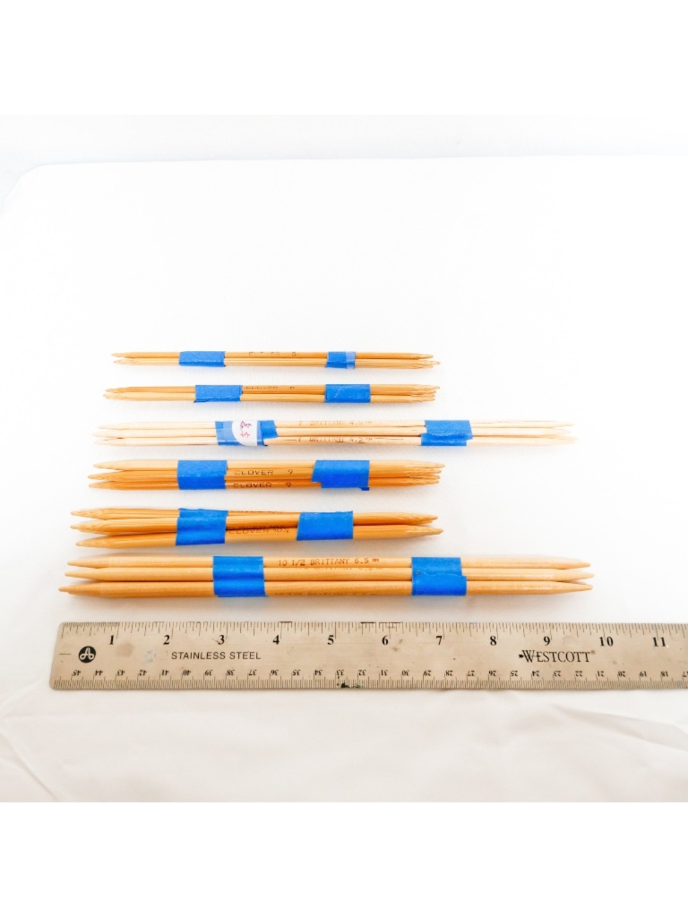 Group of 6 sets of bamboo double pointed knitting needles - Vintage